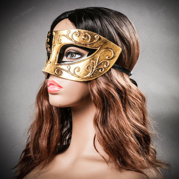 Phantom Of Opera Musical Masquerade Venetian Eye Mask - Black Gold - Picture 7 of 10